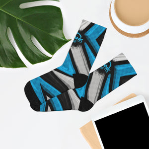 Unisex BLUE, GREY, & BLACK RACING STYLE CHECK 3/4 MTB Socks