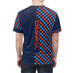 Orange & Blue Checker with Topographic Pattern MTB Jersey