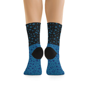 Unisex Blue, White, & Black Hemp Flower 3/4 MTB Socks