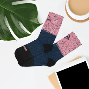 Pink & Navy Paisley 3/4 MTB Socks