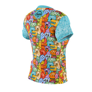 Crank Style's mountain biking Animal Planet womens jersey with colorful animals characters on the front and back and bright blue multi checkered sleeves. This one will definetly turn heads. Available in 4oz and 6 oz microfiber drifit material that wicks moisture away from the skin.