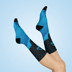 unisex Blue Mountain Check Tall MTB Socks