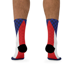 Puerto Rico Flag Checker 3/4 MTB Socks