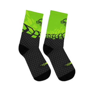 Unisex Black & Alien Green Tire Check 3/4 MTB Socks