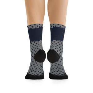 Blue & Grey Stars 3/4 MTB Socks