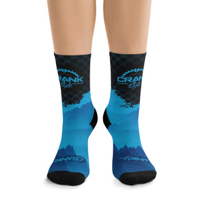 Crank Style's Unisex Blue Mountain Checker 3/4 MTB Socks   These are super comfortable, soft, and breathable socks. You will not want to take these off and want to have a pair in every color and design!!! Make sure to check out the matching gear to add to your kit. If you don't see something that works for your kit kindly reach out and we will design something custom! Make sure to check the matching jersey!! 