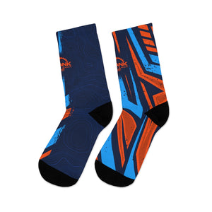 Blue & Orange Racing Stripes & Topographic 3/4 MTB Socks