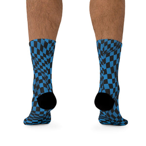 Blue & Black Checker 3/4 MTB Socks