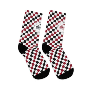 Dark Red Black & White Checkered 3/4 MTB Socks