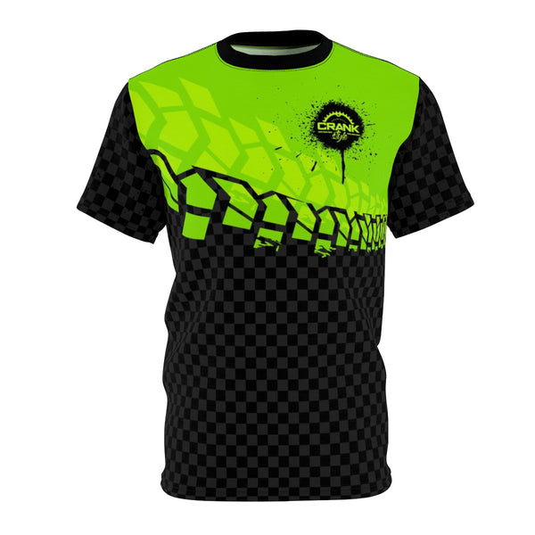 Men's  Black & Alien Green Tire Check MTB JERSEY