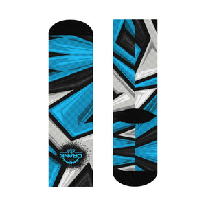 Unisex Blue & Grey Racing Check MTB Crew Socks
