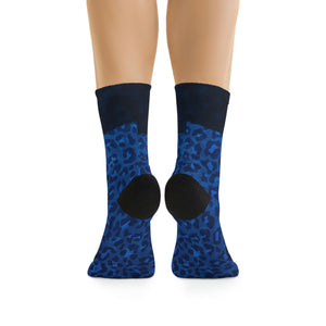 Unisex Blue Leopard 3/4 MTB Socks