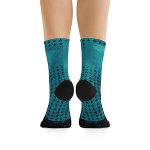 Unisex Single Track Mind Teal Star 3/4 MTB Socks