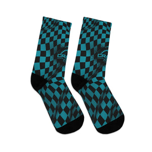Teal & Black Checker 3/4 MTB Socks