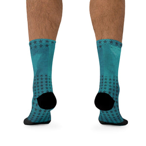 Unisex Single Track Mind Teal Star 3/4 MTB Socks