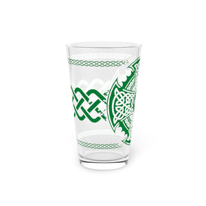 Green Irish Celtic Style Pint Glass, 16oz