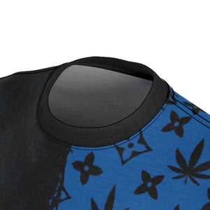 Trendy Blue & Black Cannabis leaf Pattern MTB Jersey