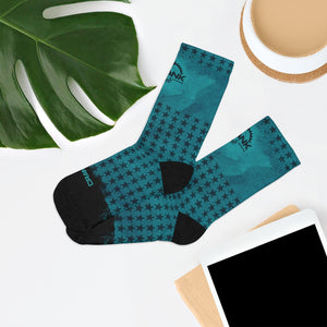 Unisex Single Track Mind Teal Star 3/4 MTB Socks