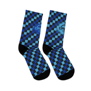 Blue Checker 3/4 MTB Socks