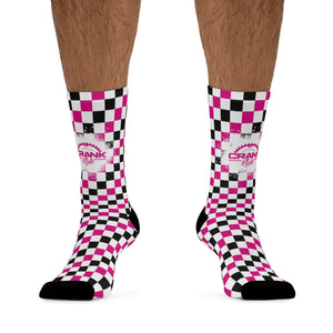 Pink Black & White Checkered 3/4 MTB Socks