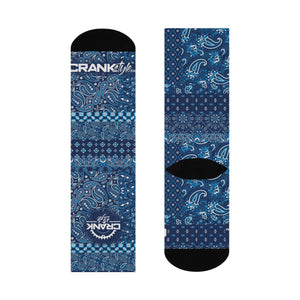 Unisex Blue Patch Bandana MTB Crew Socks