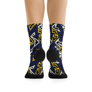 Blue & Gold Graffiti 3/4 MTB Socks