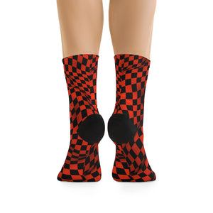 Orange & Black Checker 3/4 MTB Socks