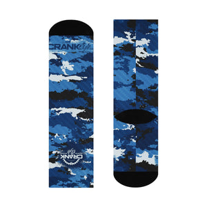 Unisex Blue Camo Carbon MTB Crew Socks