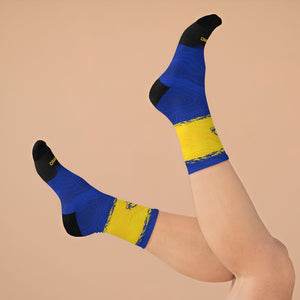 Blue & Gold & Black Topo 3/4 MTB Socks