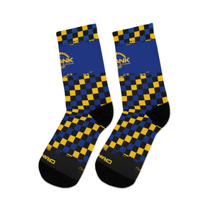 Blue & Gold & Black Checker Badgers 3/4 MTB Socks