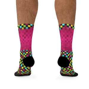 Multi Pink Checker 3/4 MTB Socks