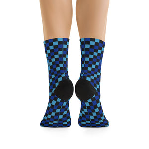 Blue Checker 3/4 MTB Socks