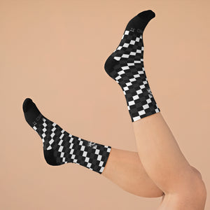 Grey, Black & White Checker 3/4 MTB Socks