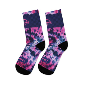 Unisex Pink & Blue Tie Dye Check 3/4 MTB Socks