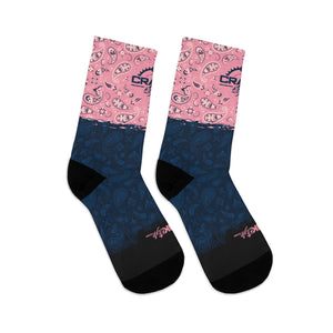 Pink & Navy Paisley 3/4 MTB Socks