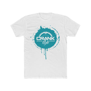 Men's Teal Crank Style Paint Drip Cotton Crew Tee
