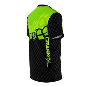 Men's  Black & Alien Green Tire Check MTB JERSEY