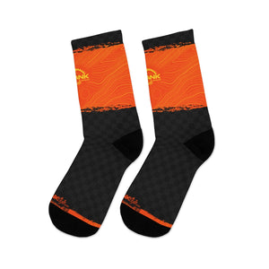 Orange & Black Checker Topo 3/4 MTB Socks