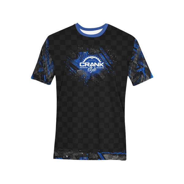 Men's Blue Black & Grey Graffiti Checker MTB Jersey