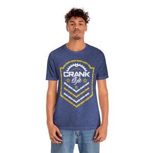 Unisex "Gold & White on Blue" Jersey Short Sleeve Tee