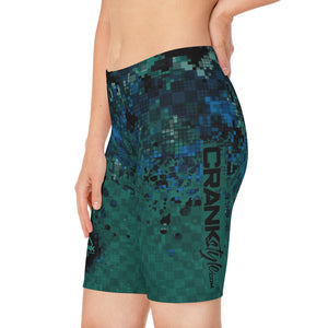 Women's Digital Teal Checker Bike Shorts