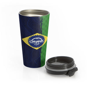 Brazil Blue Topo & Green Checkered Stainless Steel Travel Mug