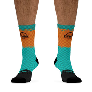 Sonoran Cycles AZ Teal & Orange Checker 3/4 MTB Socks
