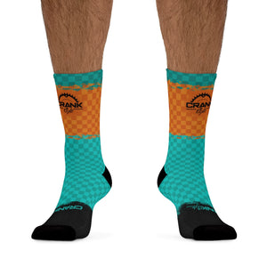 Sonoran Cycles AZ Teal & Orange Checker 3/4 MTB Socks