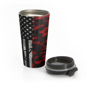 Thin Red Line & Camouflage Mountain Bike Coffee 20oz Tumbler - Stainless Steel Travel Mug