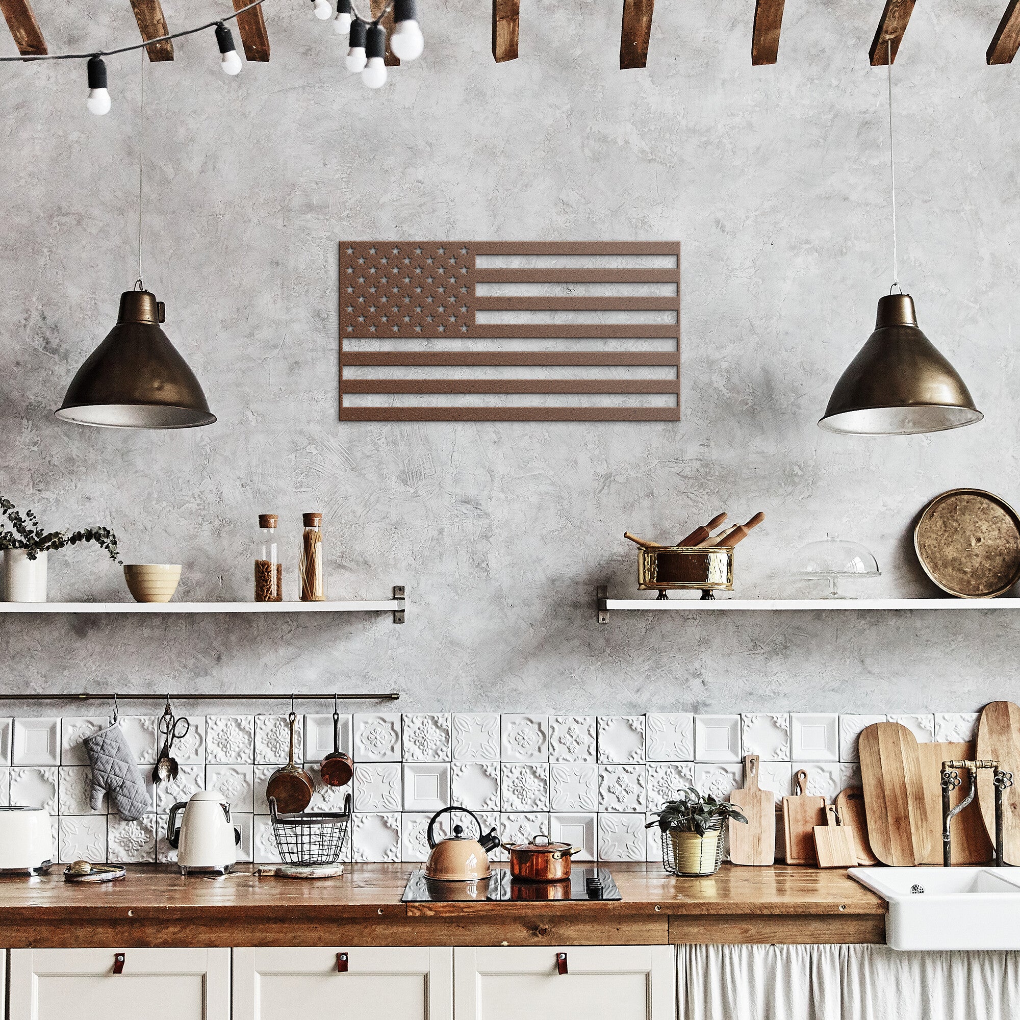 American Flag Powder Coated Metal Sign