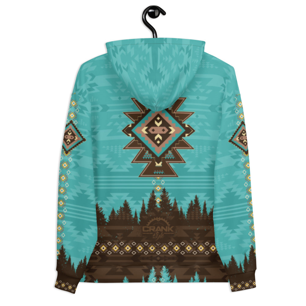 Crank Style's Southwest Aztec style Hoodie. This hoddie is unisex and super comfy inside and out. You will love to hike, mtb or camp in this fleece hoodie. Crank Style gives you the confidence to crank in style. Arizona, Utah, California, New Mexico, Colorado and Nevada will love this style. Great Holiday gif ideas.. 