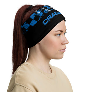 Blue black and white checkered face mask, neck gaitor, and head band all in one. Block and protect yourself from the elements in style, crank style. Great for all sports and activities. Motorcross, snowboarding, fishing, mountain biking, cycling, hiking and water sports. 