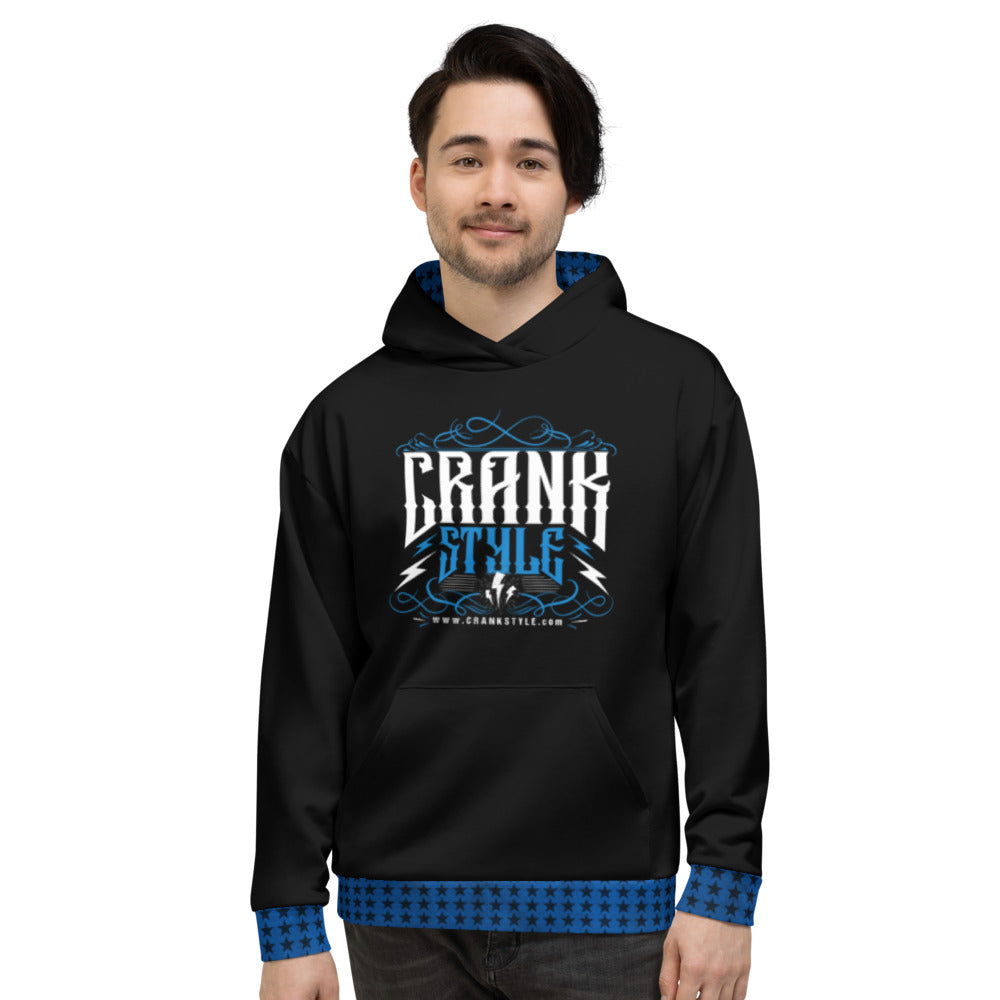 Crank Style's Vintage Black, Blue and White Hoodie