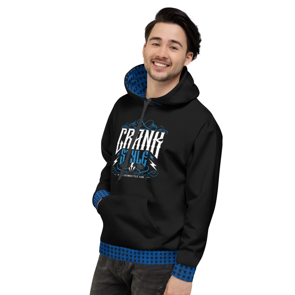 Crank Style's Vintage Black, Blue and White Hoodie